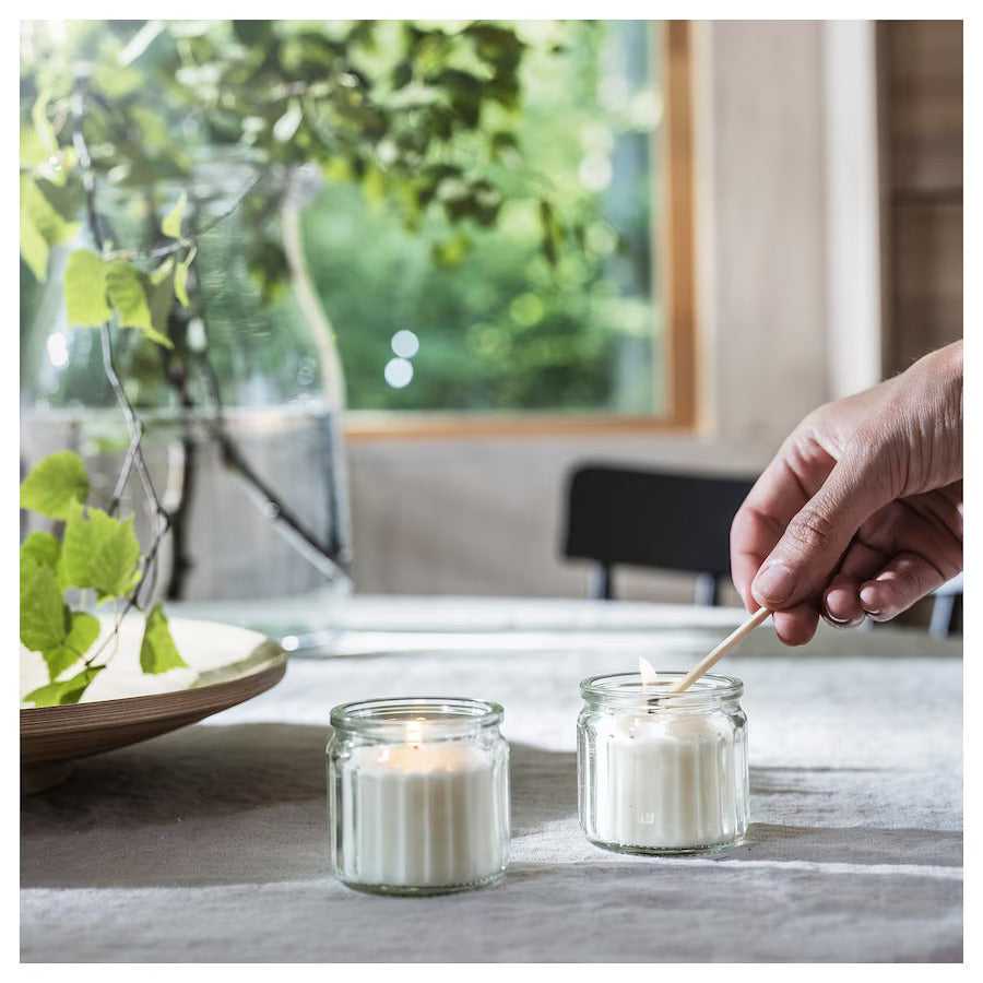 ADLAD Scented candle in glass, Scandinavian Woods/white, 12 hr