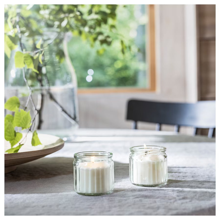 ADLAD Scented candle in glass, Scandinavian Woods/white, 12 hr