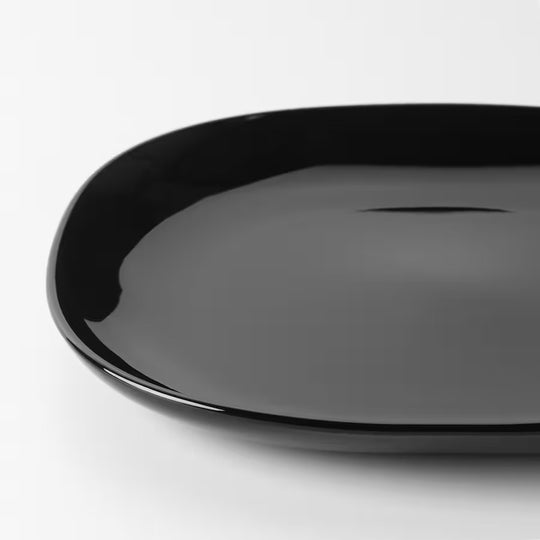BACKIG Plate, black, 25x25 cm, 4pcs