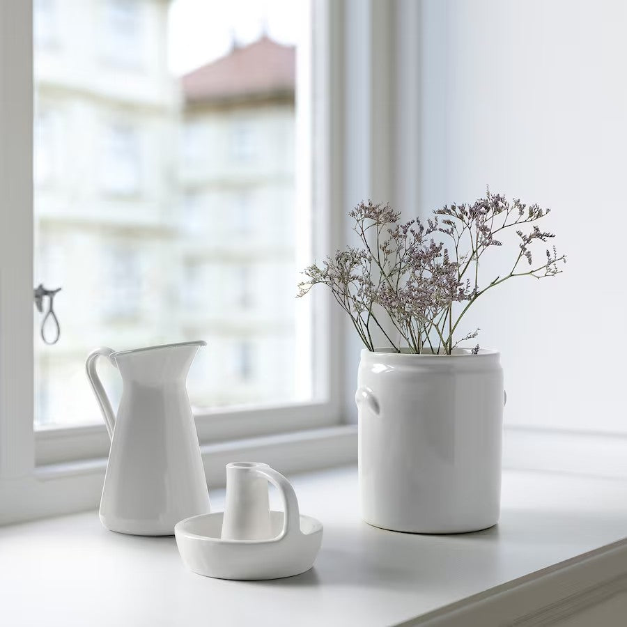 FALLENHET Vase, off-white, 16 cm