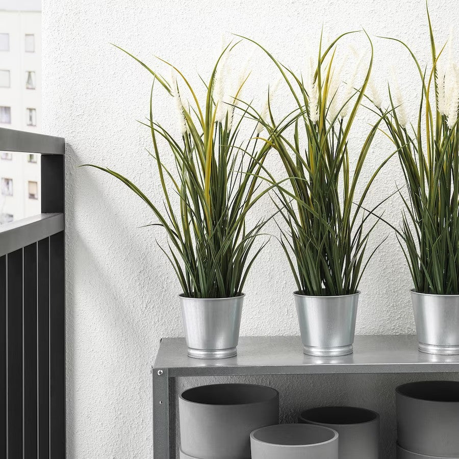 FEJKA Artificial potted plant, in/outdoor decoration/grass, 9 cm