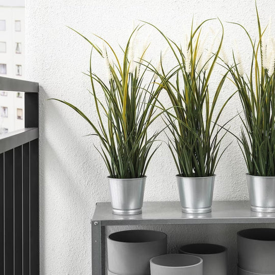 FEJKA Artificial potted plant, in/outdoor decoration/grass, 9 cm