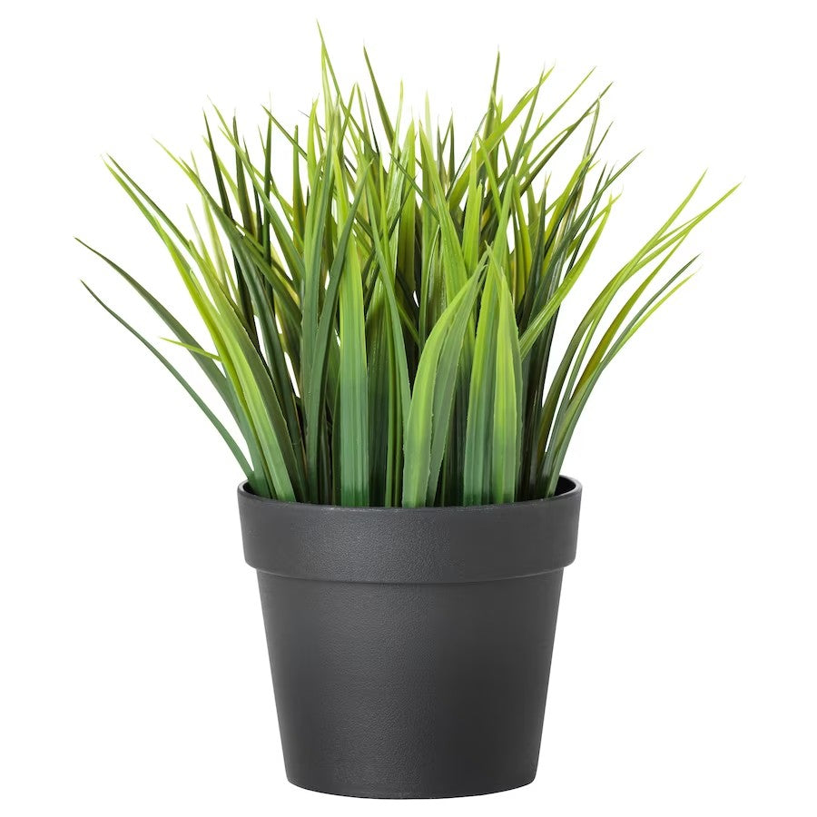 FEJKA Artificial potted plant, in/outdoor grass, 9 cm