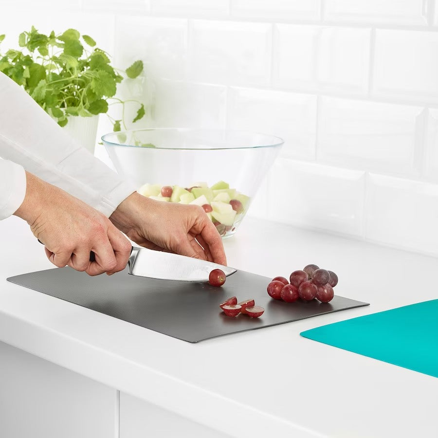 FINFÖRDELA Bendable chopping board, dark grey/dark turquoise, 28x36 cm (11x14 ¼ ")