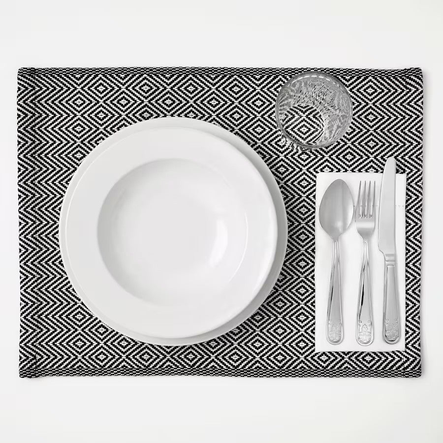 GODDAG Place mat, black/white, 35x45 cm (14x18 ")