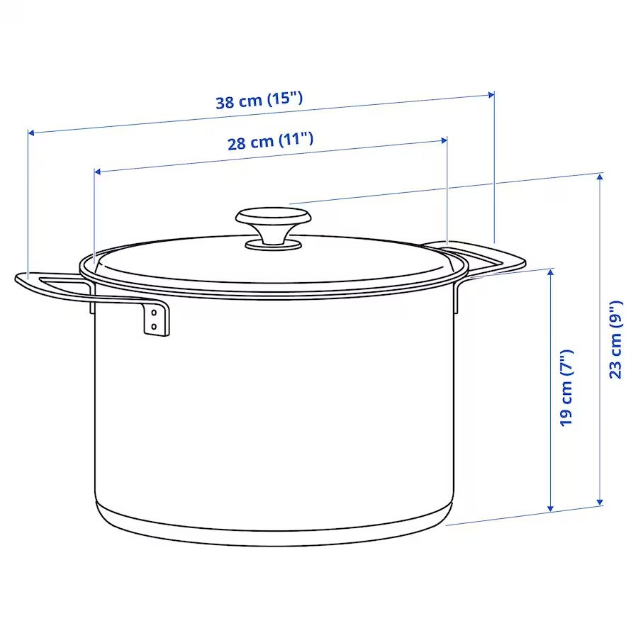 HEMKOMST Pot with lid, stainless steel/glass, 10 l