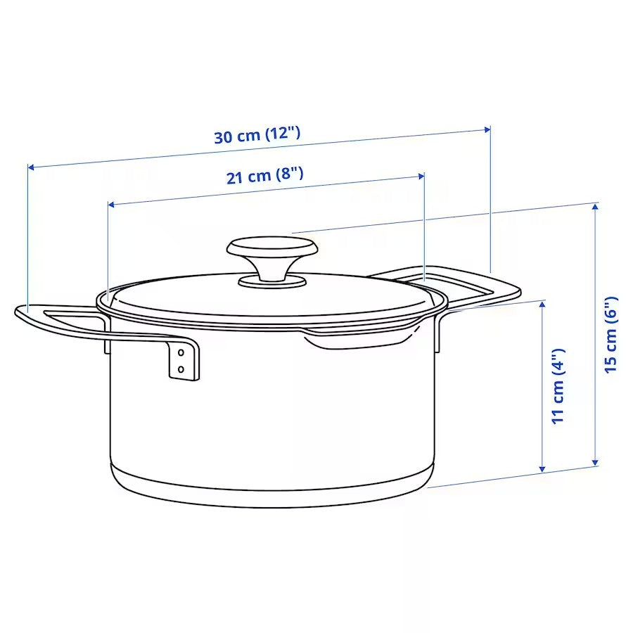 HEMKOMST Pot with lid, stainless steel/glass, 3 l