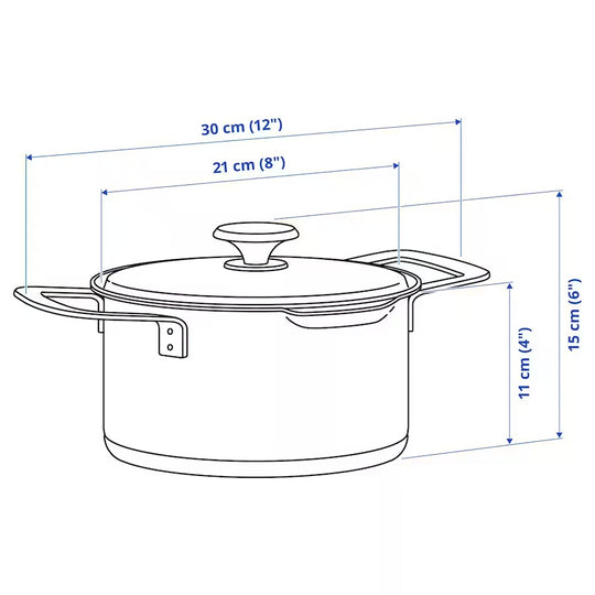 HEMKOMST Pot with lid, stainless steel/glass, 3 l