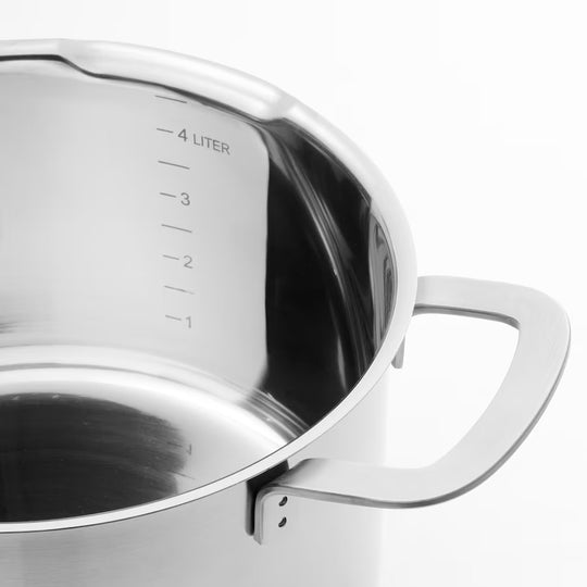 HEMKOMST Pot with lid, stainless steel/glass, 5 l