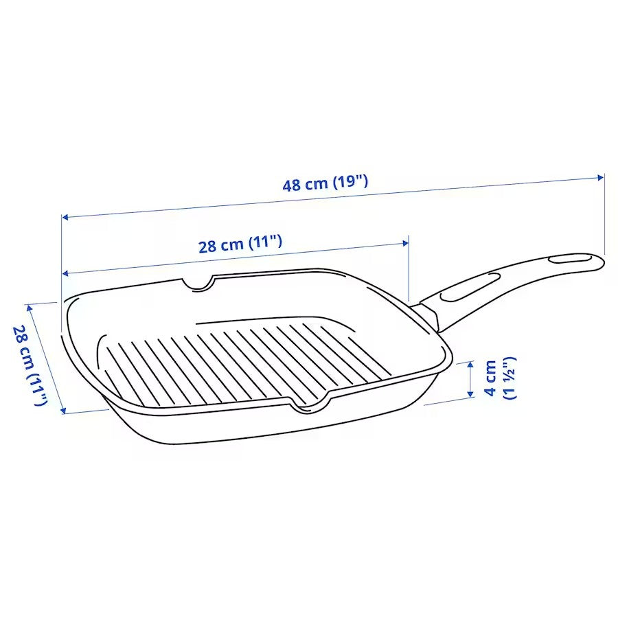 HEMLAGAD Grill pan, black, 28x28 cm