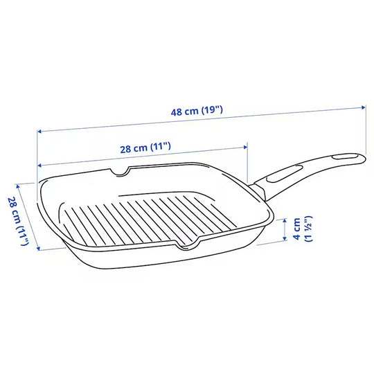 HEMLAGAD Grill pan, black, 28x28 cm