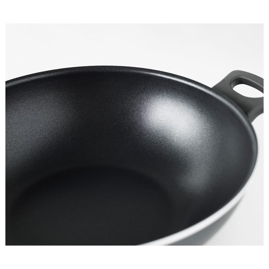 HEMLAGAD Wok with lid, black, 28 cm
