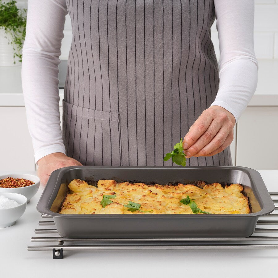 HEMMABAK Roasting tin, grey, 36x27 cm