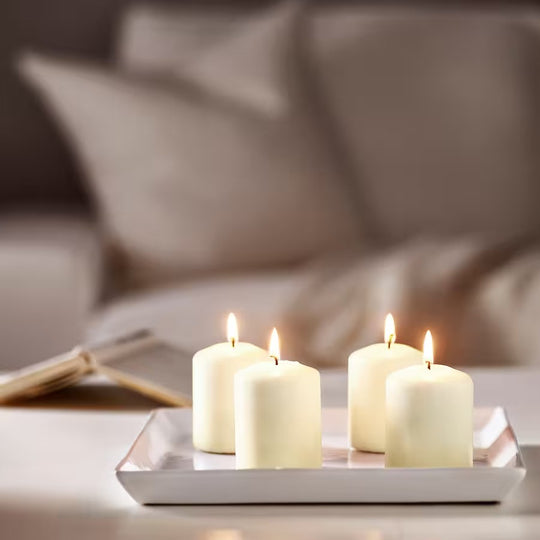HEMSJÖ Unscented block candle, natural, 3 ¼ "