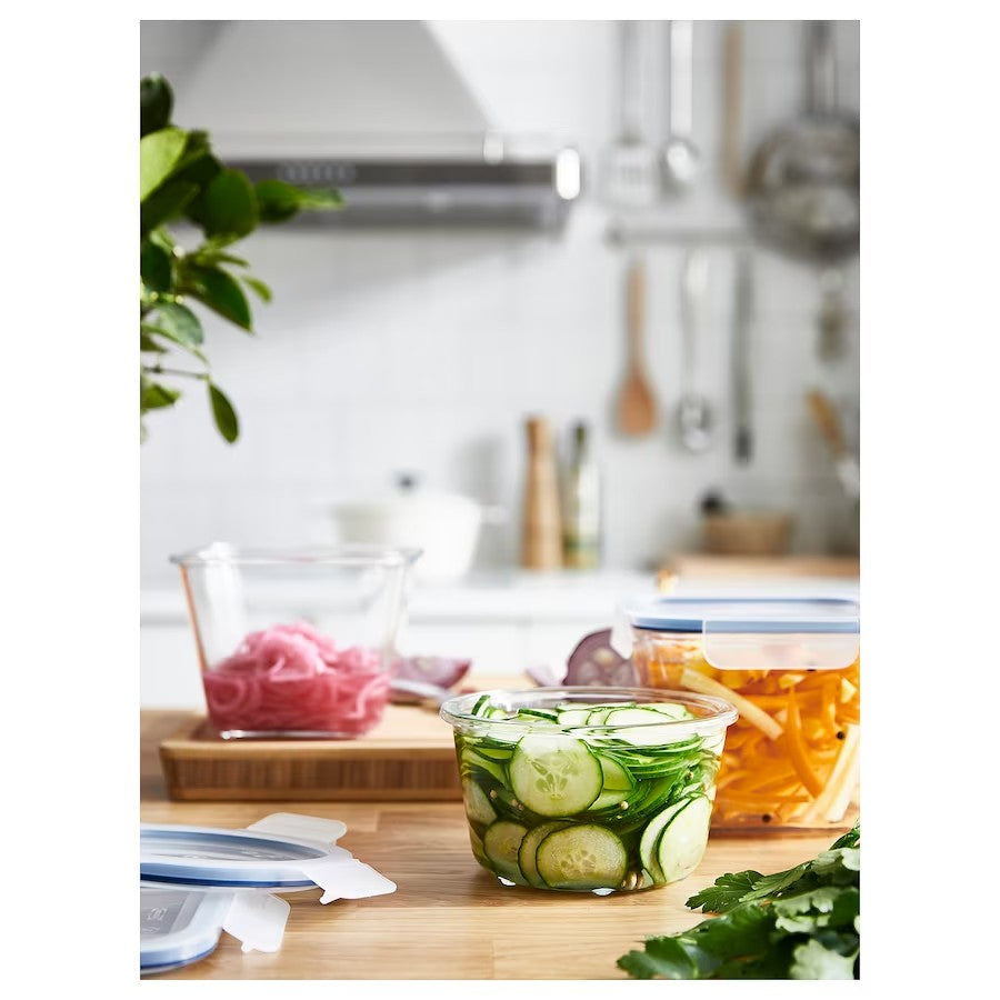 IKEA 365+ Food container, round/glass, 600 ml