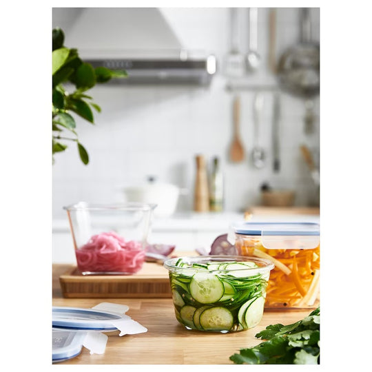 IKEA 365+ Food container, round/glass, 600 ml