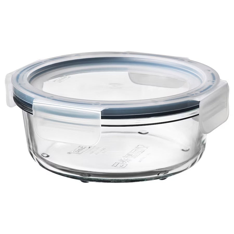 IKEA 365+ Food container with lid, round glass/plastic, 400 ml