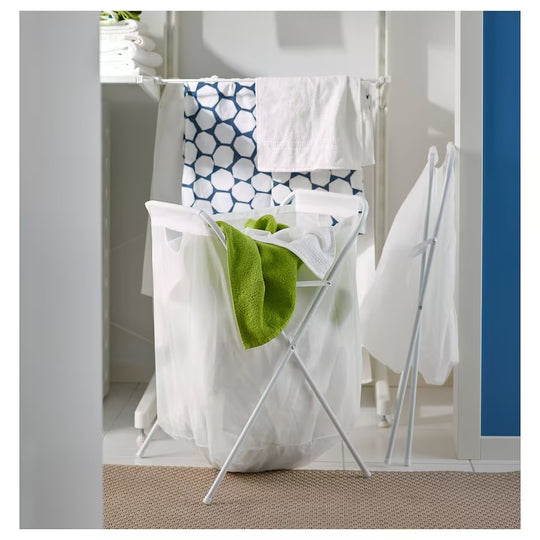 JÄLL Laundry bag with stand, white, 70 l