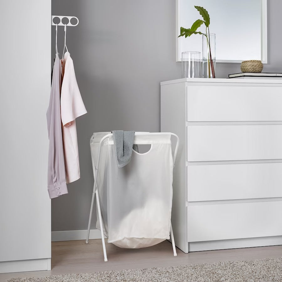 JÄLL Laundry bag with stand, white, 70 l