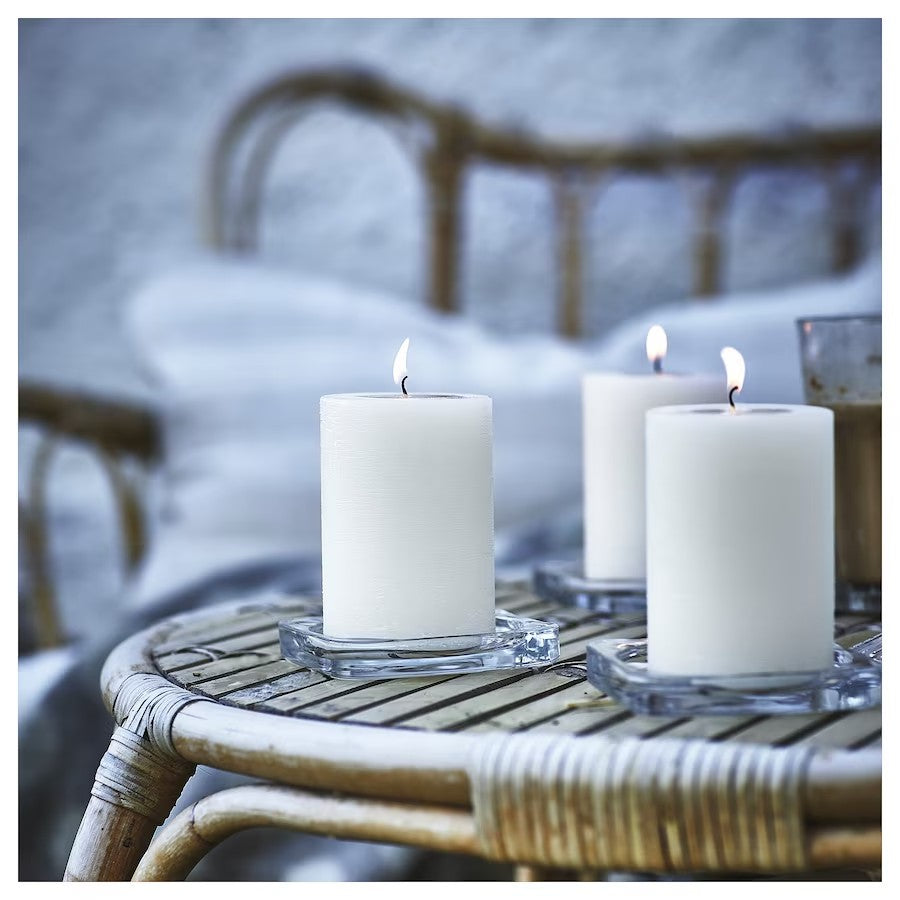 JÄMLIK Scented Pillar Candle, Vanilla/Light Beige, 30 hr