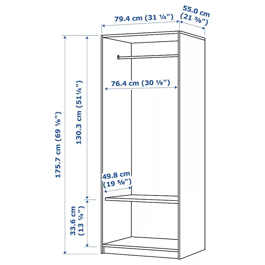 KLEPPSTAD Wardrobe with 2 doors, White, 79x176 cm