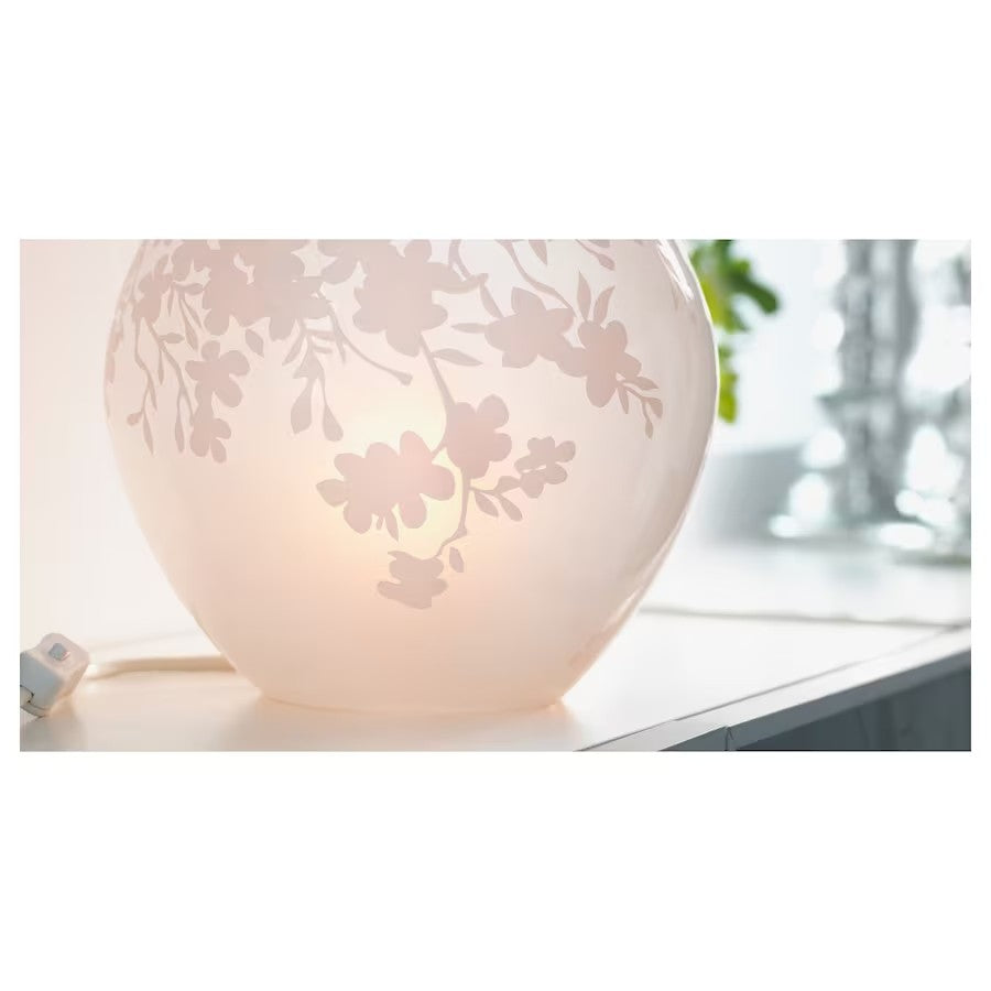 KNUBBIG Table lamp, Cherry-Blossoms White, 18 cm