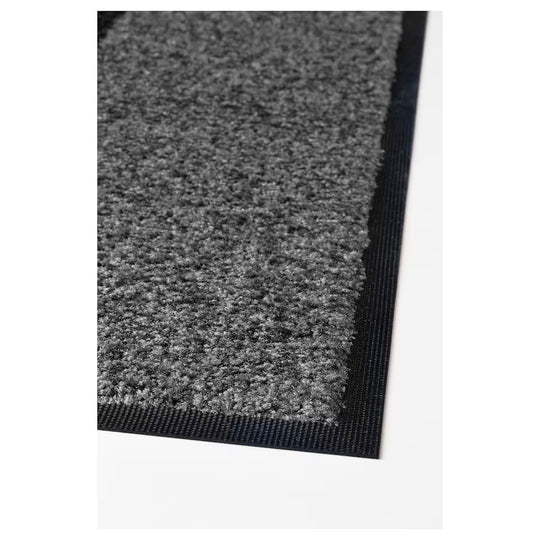 KÖGE Door mat, grey/black, 69x90 cm