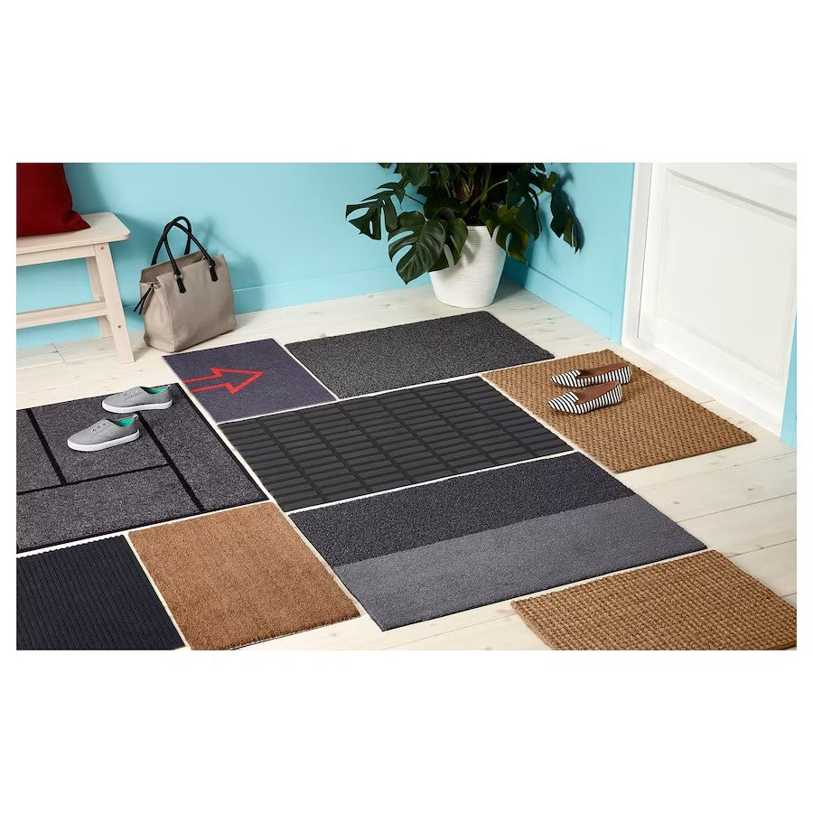 KÖGE Door mat, grey/black, 69x90 cm