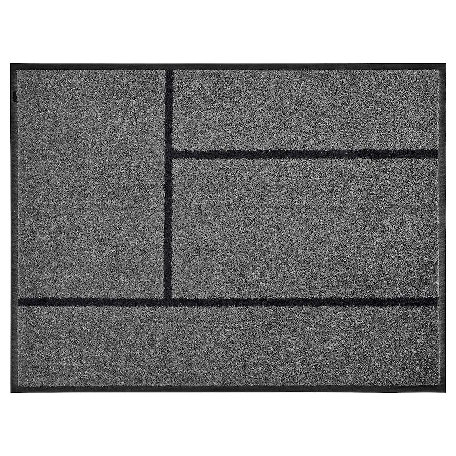 KÖGE Door mat, grey/black, 69x90 cm