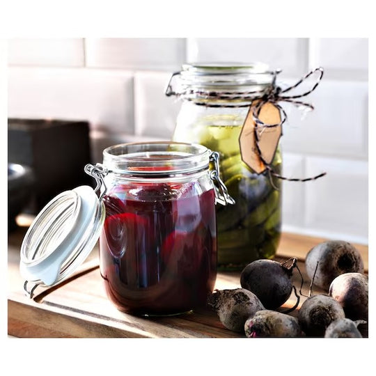 KORKEN Jar with lid, clear glass, 1 l