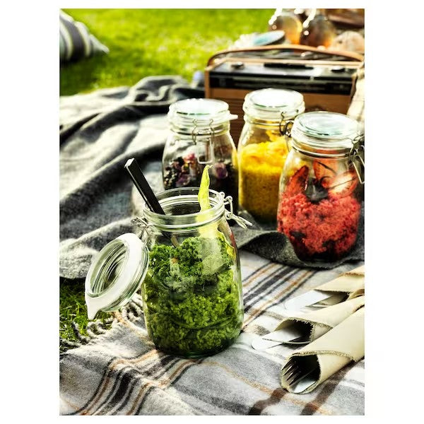 KORKEN Jar with lid, clear glass, 1 l