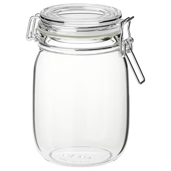 KORKEN Jar with lid, clear glass, 1 l