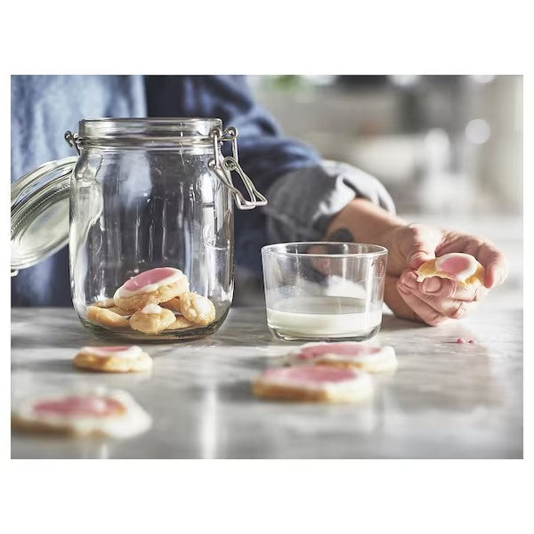 KORKEN Jar with lid, clear glass, 1 l