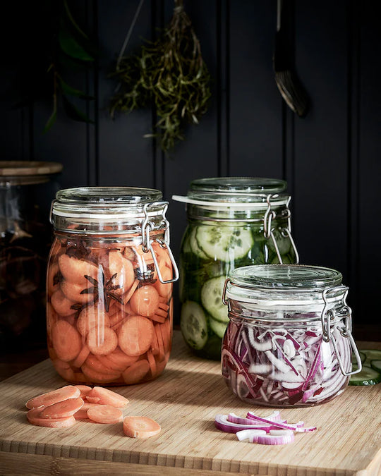 KORKEN Jar with lid, clear glass, 1 l