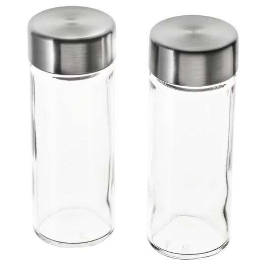 ÖRTFYLLD Spice jar, glass/stainless steel, 10 cl