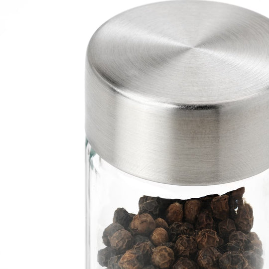 ÖRTFYLLD Spice jar, glass/stainless steel, 10 cl