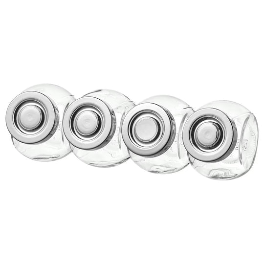 RAJTAN Spice jar, glass/aluminium-colour, 15 cl, 4 pcs