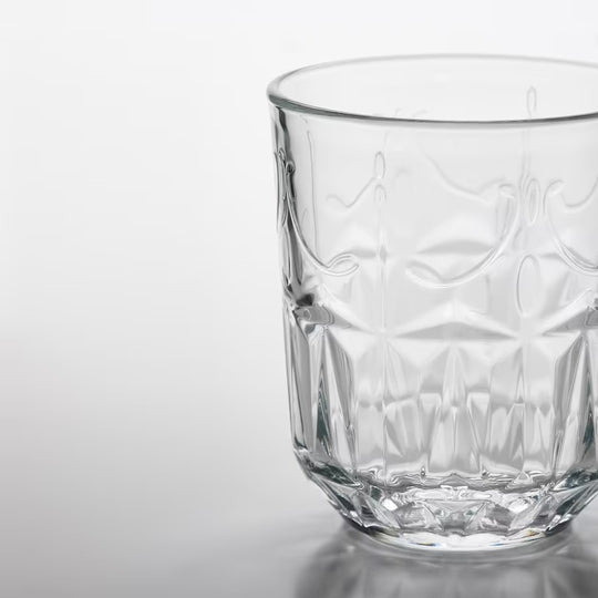 SÄLLSKAPLIG Glass, clear glass/patterned, 27 cl, 4 pcs