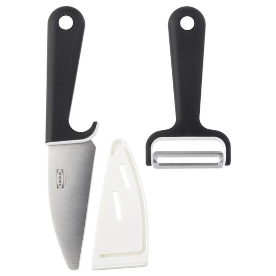 SMÅBIT Knife and peeler, black/white