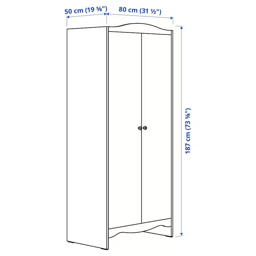 SMÅGÖRA Wardrobe, white, 80x50x187 cm