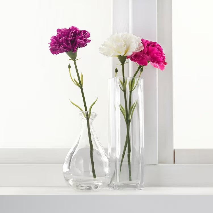 SMYCKA Artificial flower, carnation/white, 30 cm