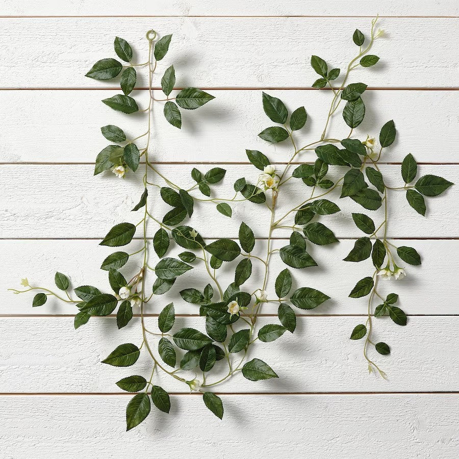 SMYCKA Artificial garland, in/outdoor Rose/white, 1.5 m