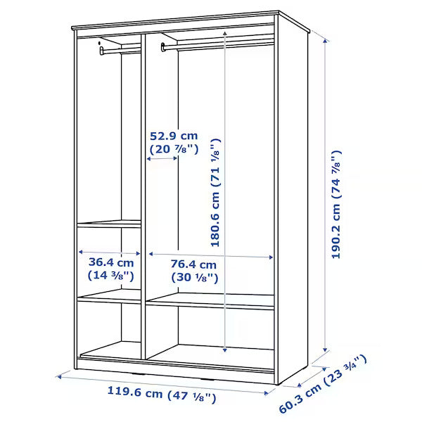 SONGESAND Wardrobe, white, 120x60x191 cm