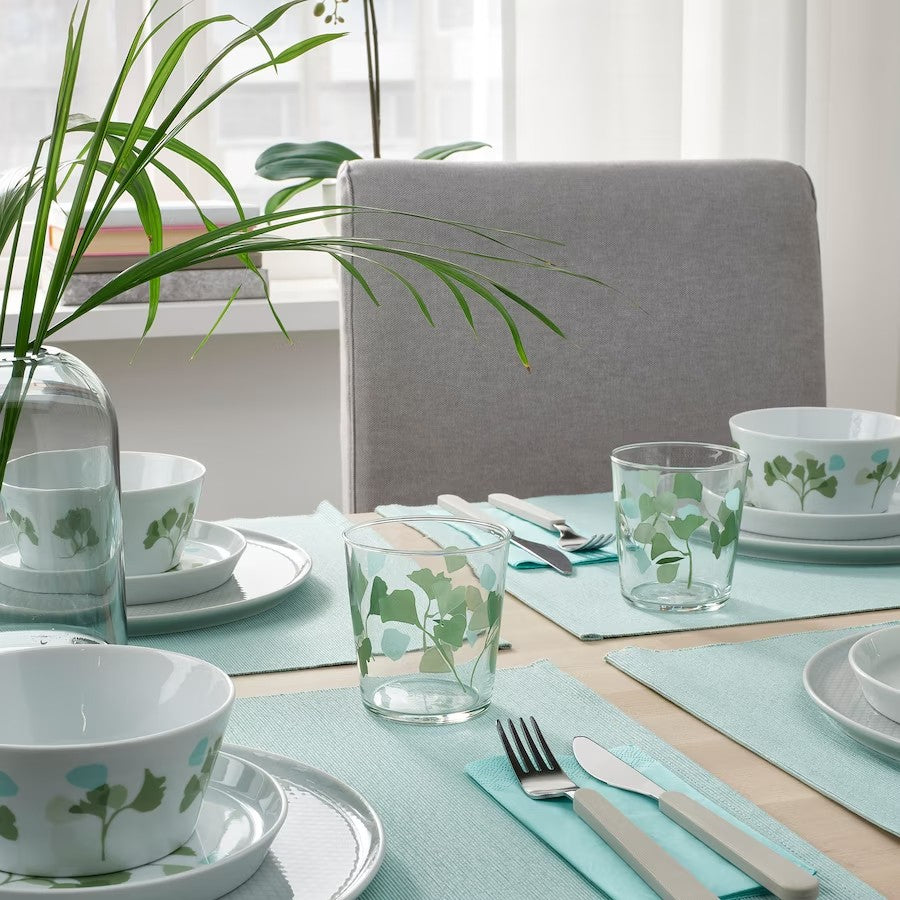 STILENLIG Glass, clear glass leaf patterned/green, 30 cl, 4pcs