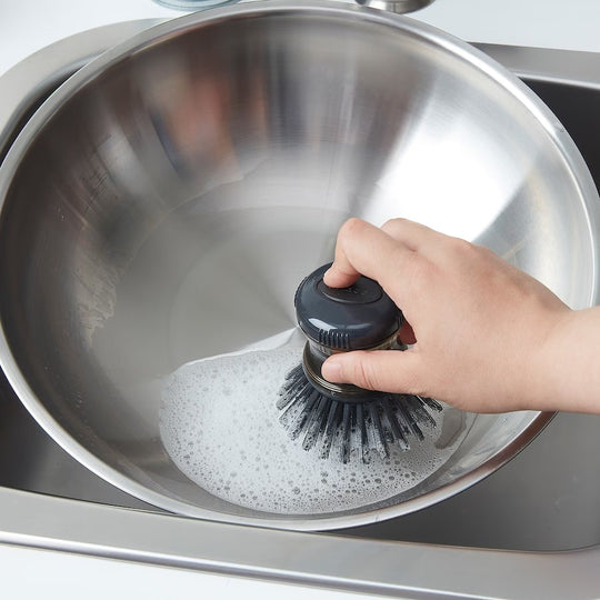 TÅRTSMET Dish-washing brush with dispenser, grey